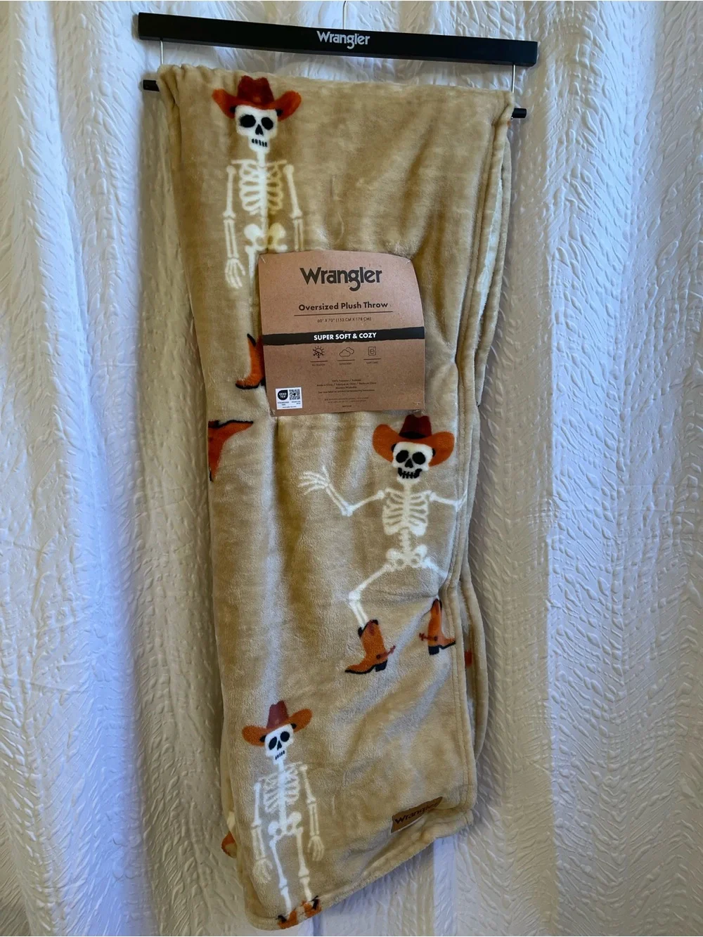 Wrangler Cowboy Skeleton Oversized Plush Throw Blanket 60x70 - NWT **